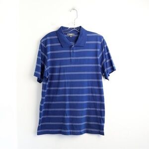 NWOT Mountain Ridge men's polo shirt blue striped t-shirt casual golf new cotton
